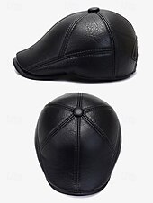 preiswerte Herrenhüte-Herren-Baskenmütze aus Kunstleder mit Ohrenklappen – stylische Wintermütze mit Ohrenschutz für die Freizeit und Outdoor-Aktivitäten