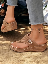 olcso Kényelmes szandálok-női piros strasszos éksarkú flip-flop szandál, nyitott orr, kényelmes nyári lábbeli hétköznapi kirándulásokhoz és nyaralásokhoz