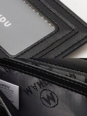 お買い得  ウォレット-男性用 RFID ブロック フェイクレザー 二つ折り財布、カジュアルや普段使いに最適なスリムでスタイリッシュなデザイン、ブラック ブルー グレー