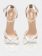 abordables Bal de promo-talons de mariée blancs confortables et élégants pour femmes - dotés d&#039;une tige en satin doux et d&#039;une semelle de soutien