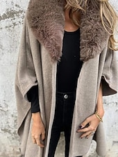 billiga Vinterjackor-Dam Mantel / kappor Utomhus Gata Dagligen Höst Vinter Normal Täcka Normal Håller värmen Andningsfunktion Samtida Stylish Jacka 3/4 ärm Ensfärgat Pälskrage Svart Kaki Grå