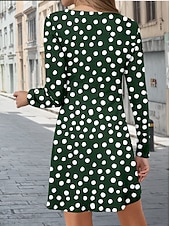olcso Művészet és Design Ruha-Női Mini Ruha Hétköznapi Ruha Kicsi Ruha Pólóruha Tee Ruha Napernyő Ruha Hétköznapi Vakáció Utca Hétköznapi Rendezet Illeszkedés Gombos Hosszú Ujjú Kerek Nyakú Zöld Tavasz Ősz Tél
