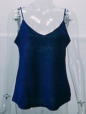 billige Tanks og camisole til kvinner-Kvinnes Camisole Tank Top Ensfarget Grunnleggende Hverdagslig Ermeles V U-ring Regular Topper Daglig Lappverk Rød Blå Grønn Sommer Vår
