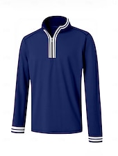 billiga Herrgolfkläder-Herr Vandringspolotröja Marinblå Långärmad Överdelar Golfkläder Kläder Outfits Bär kläder