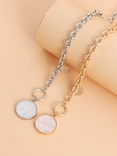 abordables Collier pour femme-Collier chaîne en or avec pendentif rond et fermoir à bascule – bijoux minimalistes pour femmes, parfaits pour un usage quotidien et des occasions formelles