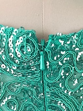 cheap GREEN-A-Line Evening Gown Elegant Dress Formal Wedding Guest Sweep / Brush Train Sleeveless Jewel Neck Chiffon with Rhinestone 2025