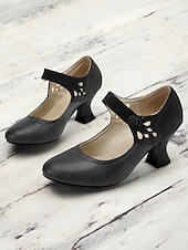 cheap 1930s-Women&#039;s 1930s Vintage Style Mary Jane Pumps with Cutout Design and Mid-Heel, Comfortable Dress Shoes for Office and Formal Events