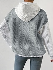 olcso Texturált kapucnis pulóverek és melegítők-Női Pulóver Hoodie pulóver Színes Alkalmi Hosszú ujj Kapucni Normál felsők Utca Hétköznapi Kollázs Fekete Szürke Tavasz Ősz