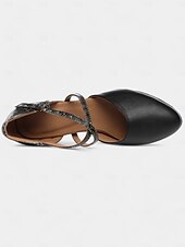 abordables Chaussures de danses latines-chaussures de danse latine classiques en cuir noir pour femmes avec semelle en daim souple et brides croisées | parfaites pour l&#039;entraînement et les performances