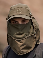abordables Sombreros de hombre-Sombrero para el sol convertible para hombre con solapa para el cuello y cubierta facial desmontable, gorra liviana con protección UV para caminatas al aire libre, pesca y campamentos.
