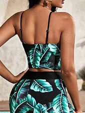 abordables Ensemble de bikinis-Femme Maillots de Bain Bikinis 2 pièces Jambe de garçon Maillot de bain Dos Nu Mince Vacances Tenues de plage Graphic Col V Sans Manches Maillots de bain