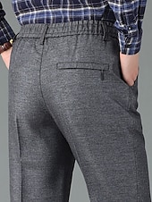 preiswerte Schlank-Herren Anzughosen Hose Hosen Anzughose Tasche Elastische Taille Tasche mit Reißverschluss Glatt tragbar Knitterfrei In voller Länge Hochzeit Party Geschäft Modisch Klassicher Stil Schwarz Hell Gray