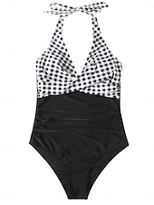 abordables Maillots une pièce-Femme Maillots de Bain Une pièce Maillot de bain Dos Nu Patchwork Mode Magnifique Graphic Col en V Sans Manches Maillots de bain