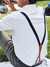 levne Pánské kravaty a motýlky-nastavitelné elastické šle s akcenty z umělé kůže a kovovými sponami – klasický design ve tvaru písmene Y pro muže, ideální pro formální události, svatby a denní nošení