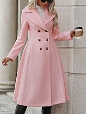 cheap Coats &amp; Trench Coats-Women&#039;s Winter Coat Winter Jacket Outdoor Street Daily Fall Winter Long Coat Regular Fit Warm Breathable Comtemporary Stylish Jacket Long Sleeve Solid Color with Pockets Pink