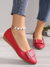 cheap Women&#039;s Flats-Women&#039;s Brown Faux Leather Pointed-Toe Flats with Bow and Rhinestone Detailing - Casual and Office Wear Shoes