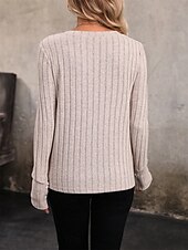preiswerte Spitzenoberteile-Damen Elegante Spitzenoberteile Eyelet Bluse Lässige Einfarbige Reguläre Oberteile Langarm V-Ausschnitt Spitzen-Patchwork Reguläre Passform Tägliche Romantische Petite Oberteile Sommer Urlaub
