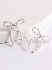 cheap Women&#039;s Earring-Elegant Pearl Bow Earrings with Delicate Design | Perfect for Everyday Wear and Special Occasions