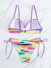 abordables Ensemble de bikinis-Femme Maillots de Bain Bikinis 2 pièces Slip Brésilien Maillot de bain Dos Nu Mince Vacances Tenues de plage A Ombre Col V Sans Manches Maillots de bain