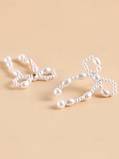 cheap Women&#039;s Earring-Elegant Pearl Bow Earrings with Delicate Design | Perfect for Everyday Wear and Special Occasions