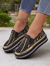 preiswerte Damen-Sneaker-Grüne Slip-On-Sneakers mit Strasssteinen und dicker Sohle für Damen – glamouröse Freizeitschuhe für Partys und den Alltag