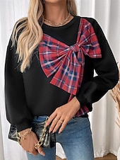 economico Felpe e Sweatshirt Texturizzati-Per donna Di tendenza Informale Manica lunga Girocollo Top regolari Strada Informale Sport Collage Nero Autunno Inverno