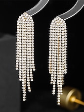 voordelige Huwelijk ACC-dames oorbellen met strass-kwast - sprankelende statement sieraden voor bruiloften, feesten en avondevenementen