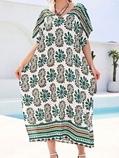 economico Caftani-Per donna Costumi da bagno Prendisole Costume da bagno Protezione UV Festività Abbigliamento mare Pop art A V Maniche corte Costumi da bagno