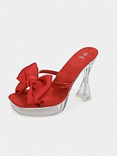 voordelige Semi-formeel-roze satijnen strik platformhakken voor dames met helder stiletto-ontwerp - stijlvolle bruidsschoenen voor bruiloften en speciale gelegenheden