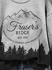 billiga Tröjor och tröjor-Dam Pullover Bokstav Ledigt Långärmad Rund hals Vanliga toppar Mönster Grå Höst Vinter