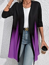 economico Top d&#039;Arte e Design per Donne-Per donna Shacket Traspirante Comodo Collage Di tendenza Colore graduale e sfumato Esterno Strada Lungo Girocollo Standard Manica lunga Capispalla Nero Viola Verde Primavera Autunno