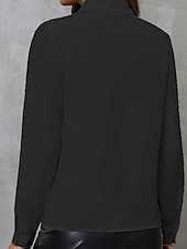 preiswerte Elegante Oberteile-Damen Hemd Bluse Feste Farbe Geschäftlich Modern Brautkleider schlicht Langarm Hemdkragen Normale Oberteile Arbeit Abendgarderobe Rüsche Knopf Schwarz Weiß Sommer Frühling
