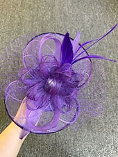 お買い得  ファシネーター-魅力的な人 羽毛 ネット ベールハット 結婚式 レディースデー と フェザー リボン かぶと 帽子