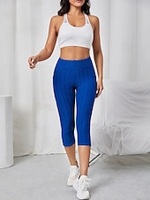 cheap Yoga Leggings &amp; Tights-Women&#039;s Yoga Pants Yoga Leggings Pocket Basic Tummy Control Butt Lift High Waist Yoga Gym Workout Pilates Tights Capri Leggings Fashion Black Pink Red Fall Winter Sports Activewear Stretchy Slim