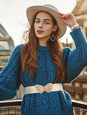abordables Ceinture pour femme-ceinture élastique bleu marine pour femme avec boucle papillon dorée | parfaite pour les robes et les jupes