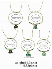 billige Damearmbånd-st. patrick&#039;s day lucky charm armbånd – irsk grønn beaded stretch armbåndsett for kvinner, festlig ferietilbehør med shamrock og bokstavdetaljer