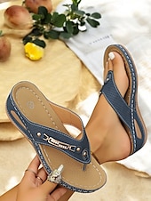 cheap Casual Sandals-Women&#039;s Red Perforated Flip-Flop Sandals with Rhinestone Decoration Comfortable Summer Shoes for Casual Wear and Beach Outings