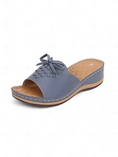 cheap Vacation Sandals-Women&#039;s Brown Open-Toe Slide Sandals with Woven Pattern and Bow Detail - Comfortable Casual Footwear for Summer and Daily Wear