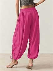 cheap Party women&#039;s Pants-Women&#039;s Slacks Bloomers Fashion Streetwear Full Length Medium Waist Plain Drawstring Comfort Outdoor Stretchy Vacation Street Daily Black Army Green Rose Red Spring Fall Loose Fit