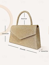 voordelige Clutches &amp; Avondtasjes-Dames Koppeling Avondtasje Schoudertassen Klep tas Polyesteri Feest Bruiloft Ketting Grote capaciteit Multi-dragen Effen Kleur Zilver Zwart Lichtbruin