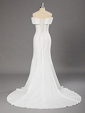 preiswerte Hochzeitskleider-Halle Hochzeitskleider Meerjungfrau  Trompete Sweetheart Langarm Gericht Zug Satin Brautkleider Mit Einfarbig 2025
