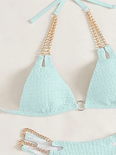 economico Bikini-Per donna Costumi da bagno Bikini 2 pezzi Slip brasiliano Costume da bagno Schiena scoperta Taglia piccola Festività Abbigliamento mare Tinta unica Halter Neck Senza maniche Costumi da bagno