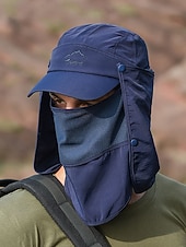 abordables Sombreros de hombre-Sombrero para el sol convertible para hombre con solapa para el cuello y cubierta facial desmontable, gorra liviana con protección UV para caminatas al aire libre, pesca y campamentos.