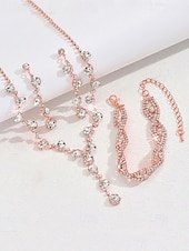 cheap Women&#039;s Necklace-Elegant Rhinestone Jewelry Set for Women, Includes Necklace, Earrings, and Bracelet, Perfect for Weddings, Parties, and Formal Events