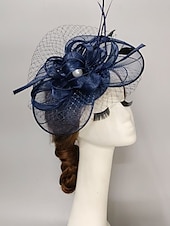 お買い得  ファシネーター-魅力的な人 羽毛 ネット ベールハット 結婚式 レディースデー と フェザー リボン かぶと 帽子