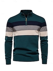cheap Men&#039;s Golf Clothing-Men&#039;s Sweater Black Navy Blue Green Long Sleeve Thermal Warm Top Color Block Fall Winter Golf Attire Clothes Outfits Wear Apparel