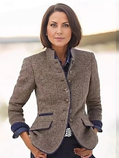 preiswerte Jacken-Damen Freizeitjacke Outdoor Knopf Feste Farbe Windundurchlässig Modisch Regular Fit Oberbekleidung Langarm Herbst Dunkelgray S