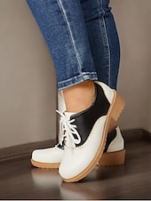 economico Scarpe oxford da donna-scarpe brogue oxford vintage bicolore da donna con design allacciato | calzature casual e formali per l&#039;eleganza quotidiana
