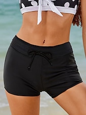 cheap Bikini Bottoms-Women&#039;s Normal Swimwear Bikini Bottom Swim Shorts Shorts Swimsuit Drawstring Solid Color Beach Wear Summer Bathing Suits