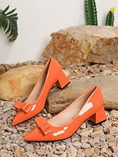 levne Block Heels-dámské elegantní levandulové lodičky z lakované umělé kůže – špicovité podpatky s mašličkovým designem, ideální do kanceláře, na večírky a formální příležitosti